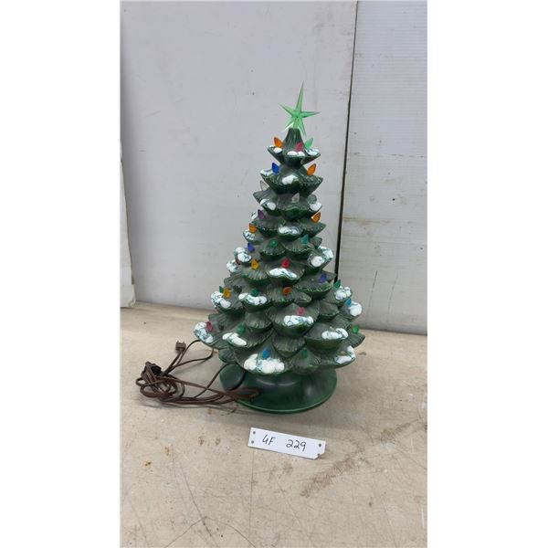 Ceramic Light-Up Christmas Tree with Star Topper & Power Cord, 20" Tall, Some Bulbs Missing
