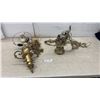 Image 1 : 2 Vintage Brass Chandelier Hanging Lamp with Chains and Wiring. No Shades