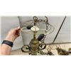 Image 4 : 2 Vintage Brass Chandelier Hanging Lamp with Chains and Wiring. No Shades