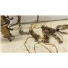 Image 5 : 2 Vintage Brass Chandelier Hanging Lamp with Chains and Wiring. No Shades