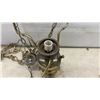 Image 7 : 2 Vintage Brass Chandelier Hanging Lamp with Chains and Wiring. No Shades