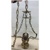 Image 9 : 2 Vintage Brass Chandelier Hanging Lamp with Chains and Wiring. No Shades