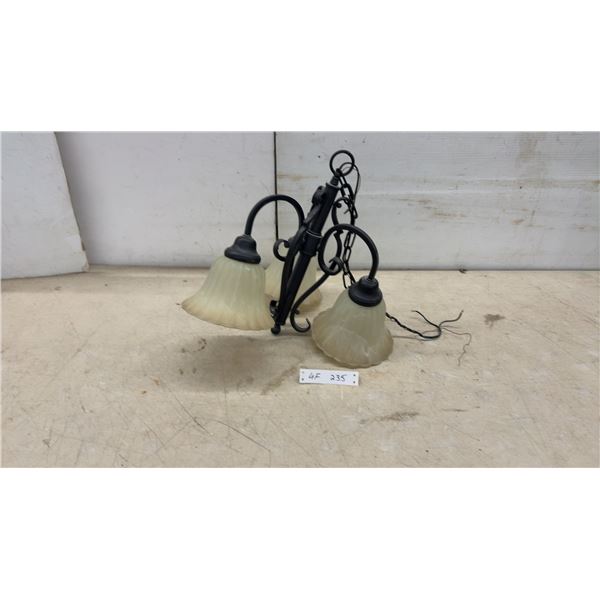 Three-Light Black Metal Chandelier with 3 Frosted Glass Shades