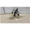 Image 1 : Three-Light Black Metal Chandelier with 3 Frosted Glass Shades