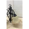 Image 2 : Three-Light Black Metal Chandelier with 3 Frosted Glass Shades