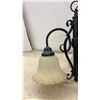 Image 3 : Three-Light Black Metal Chandelier with 3 Frosted Glass Shades