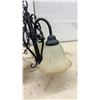 Image 4 : Three-Light Black Metal Chandelier with 3 Frosted Glass Shades