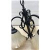 Image 6 : Three-Light Black Metal Chandelier with 3 Frosted Glass Shades