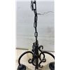 Image 7 : Three-Light Black Metal Chandelier with 3 Frosted Glass Shades