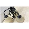Image 8 : Three-Light Black Metal Chandelier with 3 Frosted Glass Shades