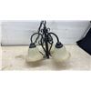Image 9 : Three-Light Black Metal Chandelier with 3 Frosted Glass Shades