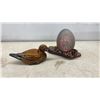 Image 4 : Ceramic Goose & Mallard Duck Figurines, Duck Trinket Box, Egg on Wood Base, & 2 Lidded Dishes