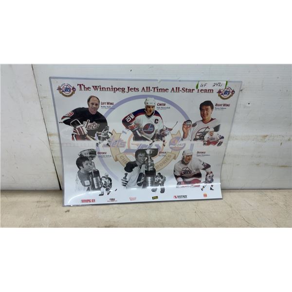The Winnipeg Jets All-Time All-Star Team Poster 1972-1996 Cherished Memories, 18" x 24" in Plastic