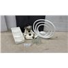 Image 1 : Ceramic Harlequin Figurine, White Abstract Candle Holder, Clear Glass Santa Tealight Burner
