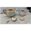 Image 5 : Chromeware: Two-Tiered Serving Tray, Divided Serving Dish. Teapot, Sugar Bowl, & Assorted Spoons.