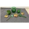 Image 5 : Vista Dome Twin Zephyrs Postcard in Glass Frame, Green Glass & Brass Condiment Set