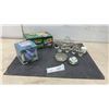 Image 1 : Automatic Card Shuffler, Glass Oil Lamp, Glass Paper Weight, Assorted Shot Glasses and More