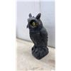 Image 6 : Black Plastic Owl Garden Decoy and Carved Elephant Figurine, 12" Tall