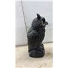 Image 7 : Black Plastic Owl Garden Decoy and Carved Elephant Figurine, 12" Tall