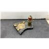 Image 6 : Assorted Collectibles: 4-Piece Colored Glass Ashtray Set, Metal Donkey, Brass Ashtray & More