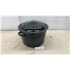 Image 1 : Black Speckled Enamelware Water Bath Canner Stock Pot With Domed Lid and Wire Rack