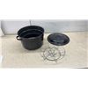 Image 3 : Black Speckled Enamelware Water Bath Canner Stock Pot With Domed Lid and Wire Rack