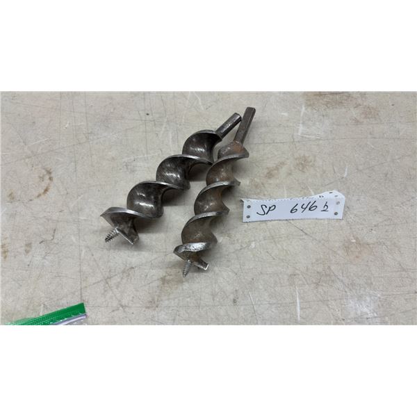 Two Vintage Auger Drill Bits, 1 1/2 & 1 3/4"