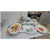 Image 1 : Vintage Enamelware Collection: Fruit and Floral Platters, Lidded Bowls, Mugs on Tree, and More