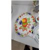 Image 4 : Vintage Enamelware Collection: Fruit and Floral Platters, Lidded Bowls, Mugs on Tree, and More