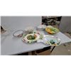Image 1 : Vintage Hand-Painted Enamelware Lot: Turkey Platter, Floral Oval Plates, Fruit Bowls and More