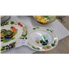 Image 2 : Vintage Hand-Painted Enamelware Lot: Turkey Platter, Floral Oval Plates, Fruit Bowls and More