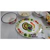 Image 3 : Vintage Hand-Painted Enamelware Lot: Turkey Platter, Floral Oval Plates, Fruit Bowls and More
