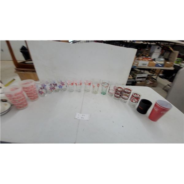 17x Coca-Cola Glass Tumblers, Plastic Cups, Olympic Bottles, Star Pattern, Koozie and More