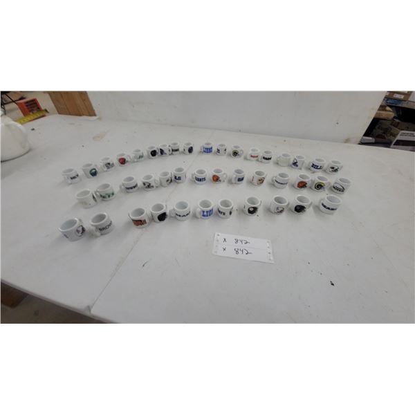 Collection of Miniature Ceramic NFL Team Logo Novelty Mugs 42x