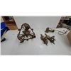 Image 1 : Antique Victorian Ornate Cast Metal Electric Light Fixtures, 3-Light Ceiling and Wall Sconces and M
