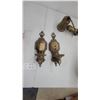 Image 4 : Antique Victorian Ornate Cast Metal Electric Light Fixtures, 3-Light Ceiling and Wall Sconces and M