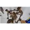 Image 6 : Antique Victorian Ornate Cast Metal Electric Light Fixtures, 3-Light Ceiling and Wall Sconces and M