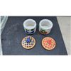 Image 3 : Fire-King 4-Cup Measuring Cup, 3 Pyrex Glass Baking Dishes, 2 Pie-Top Sugar Bowls, & Cookie Cutter
