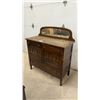 Image 1 : Antique Oak Dresser with Mirror, 2 Drawers, 2 Cabinets, and 1 Lower Drawer