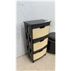 Image 2 : Three-Drawer Storage Unit and Round Faux Leather Ottoman