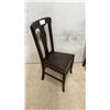 Image 2 : Pair of Vintage Dark Wood Dining Chairs, Splat Back, Upholstered Brown Seats