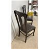 Image 3 : Pair of Vintage Dark Wood Dining Chairs, Splat Back, Upholstered Brown Seats