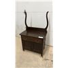 Image 1 : Dark Wood Dresser with Curved Backsplash and Brass Pulls