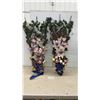 Image 1 : Pair of Christmas Decorations, ~40 × 16” with Poinsettias and Ornaments