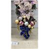 Image 2 : Pair of Christmas Decorations, ~40 × 16” with Poinsettias and Ornaments
