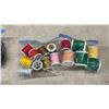 Image 4 : Wicker Sewing Basket with Thread, Singer Attachments, Buttons, Zippers, and More