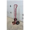 Image 1 : Two-Wheeled Utility Hand Truck, Red Metal Frame, Pneumatic Tires
