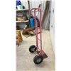 Image 5 : Two-Wheeled Utility Hand Truck, Red Metal Frame, Pneumatic Tires