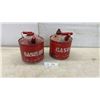 Image 1 : Two Vintage “Gasoline” Metal Fuel Cans with Spouts and Handles