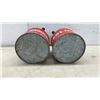 Image 3 : Two Vintage “Gasoline” Metal Fuel Cans with Spouts and Handles